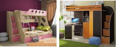 Двухъярусная кровать и кровать чердак Фанки Кидз
